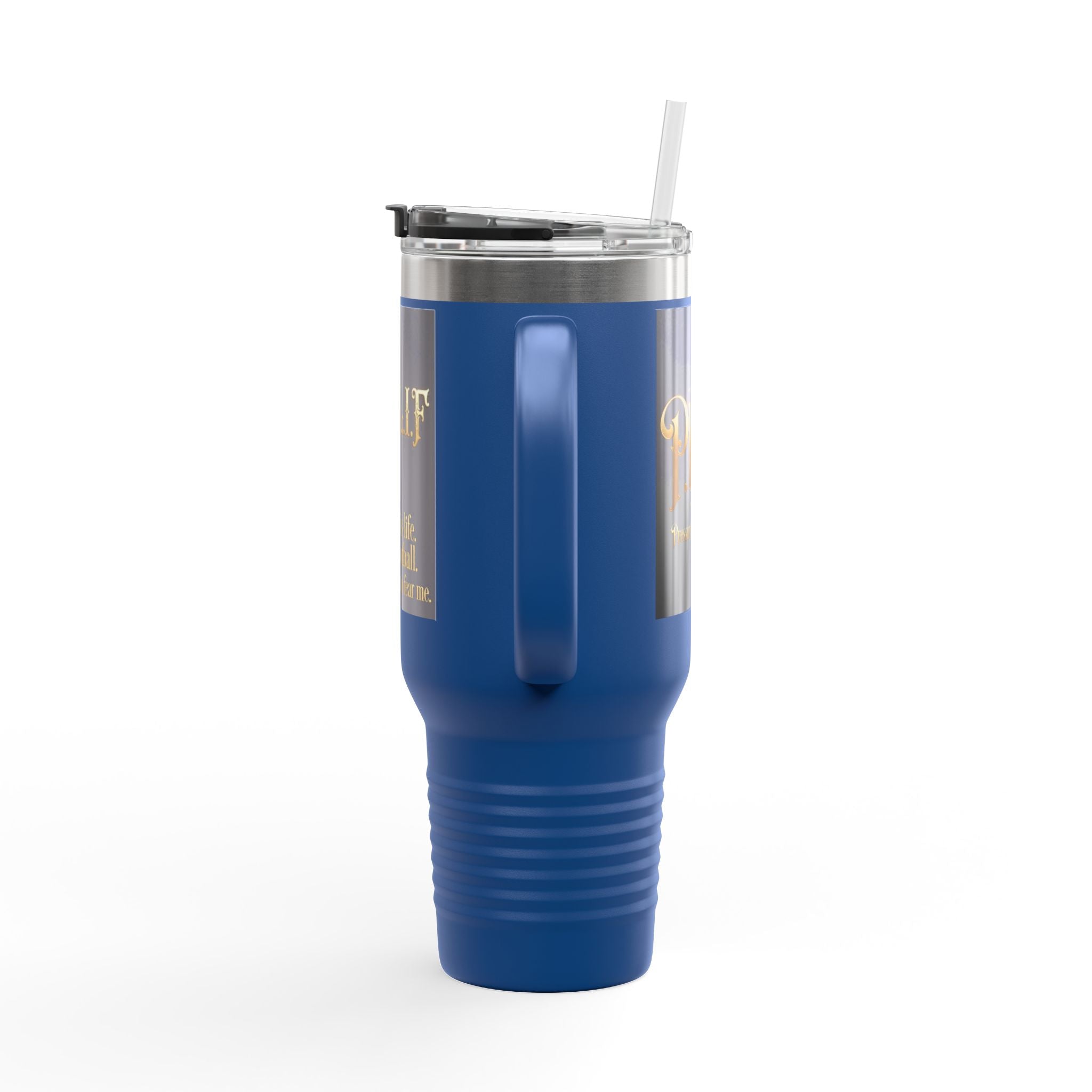 40oz Insulated Travel Mug – 'Football is Life' Stainless Steel Tumbler with Handle & Straw