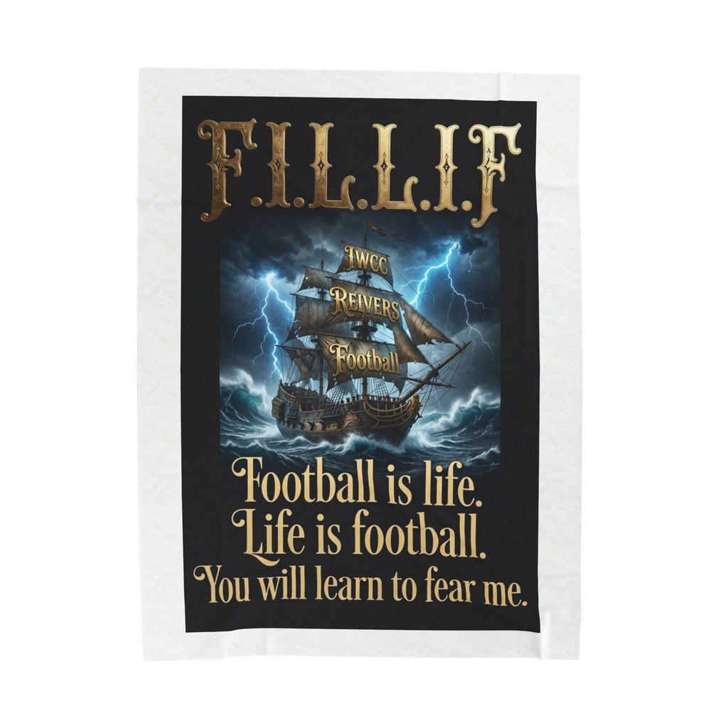 Football Is Life Velveteen Plush Blanket – Pirate Ship Design