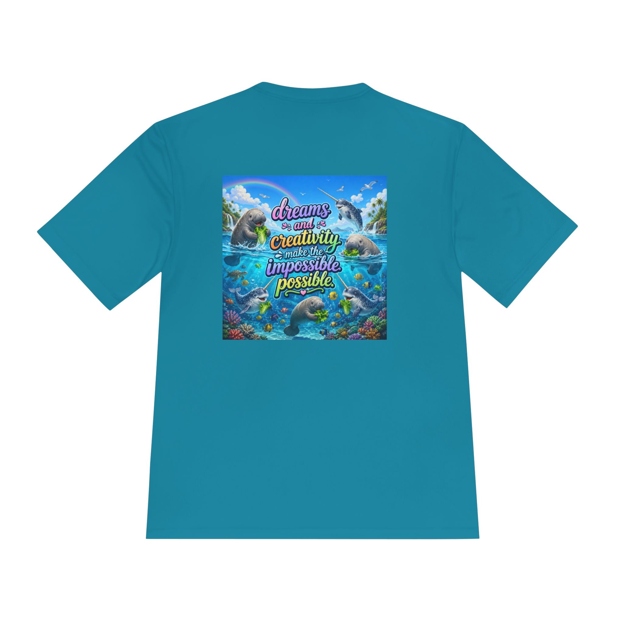 Inspirational Dolphin Graphic Tee — “Dreams and Creativity Make the Impossible Possible”