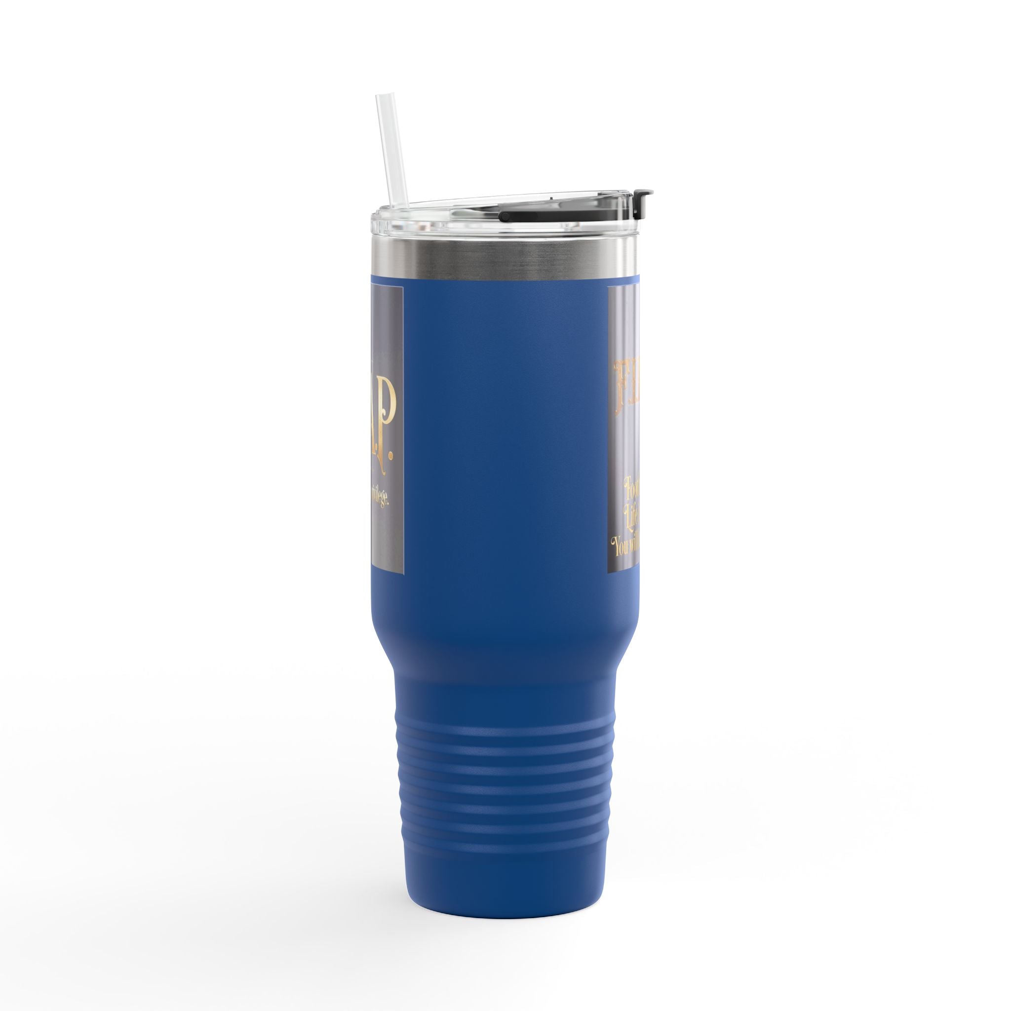40oz Insulated Travel Mug – 'Football is Life' Stainless Steel Tumbler with Handle & Straw